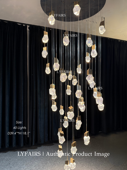 Lampadario di cristallo creativo di lusso moderno extra large per scale di edifici a 2 piani/duplex