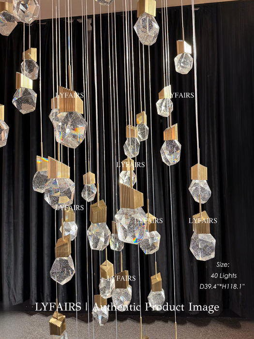 Lampadario di cristallo creativo di lusso moderno extra large per scale di edifici a 2 piani/duplex