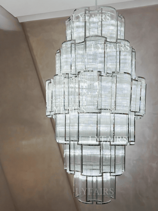Extra Large Modern Luxury Tiered Crystal Column Chandelier