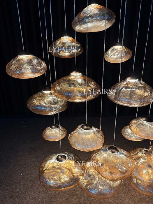 Extra Large Nordic Minimalist Glass Cloud Decorative Pendant Chandelier for Staircase/Living Room