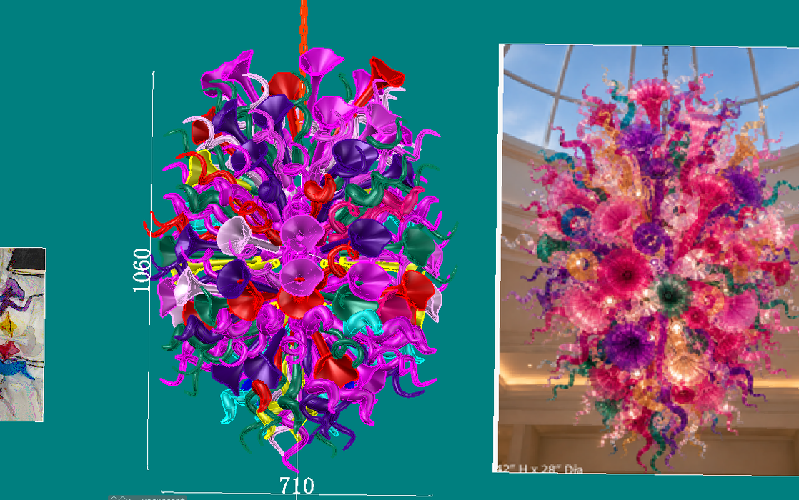 Customized Colorful Floral Glass Chandelier