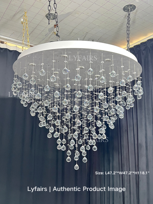 Floating Crystal Raindrop Chandelier for Staircase/Foyer/Living Room/Entryway