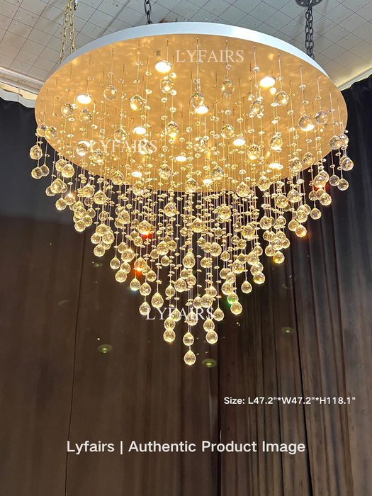 Floating Crystal Raindrop Chandelier for Staircase/Foyer/Living Room/Entryway