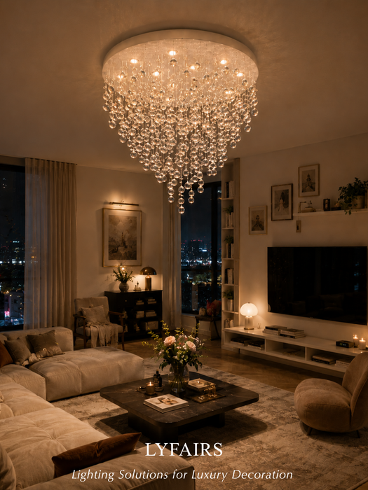 Floating Crystal Raindrop Chandelier for Staircase/Foyer/Living Room/Entryway