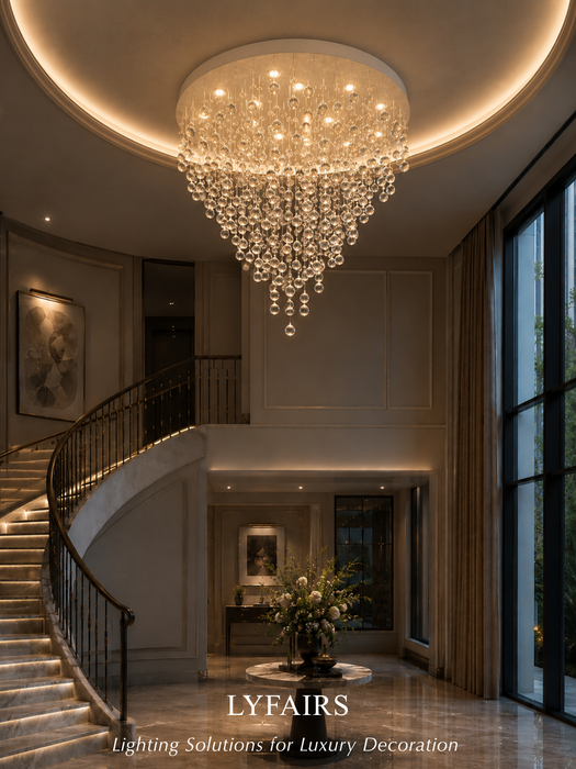 Floating Crystal Raindrop Chandelier for Staircase/Foyer/Living Room/Entryway