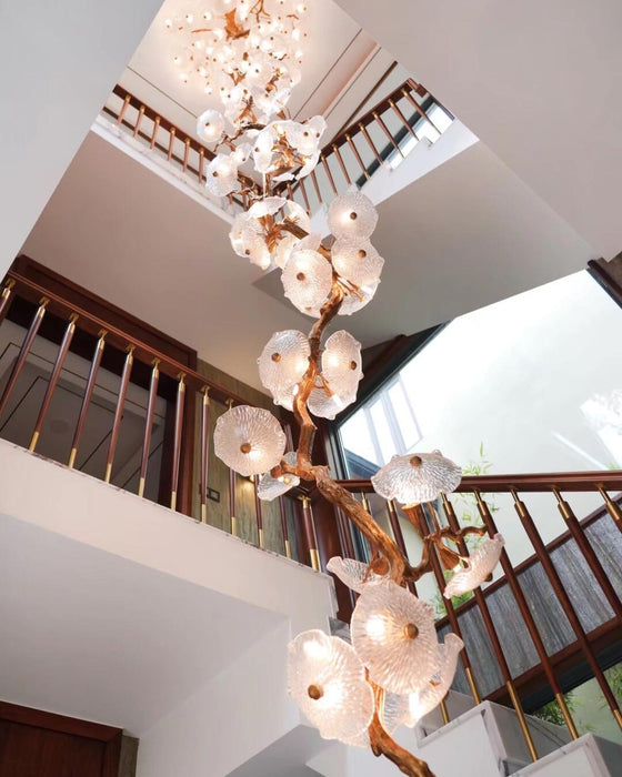 Flush Mount Mushroom Glass Chandelier for High Ceiling