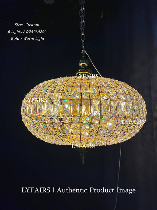 French Vintage Bead Ellipsoid Crystal Chandelier for Living Room/Bedroom
