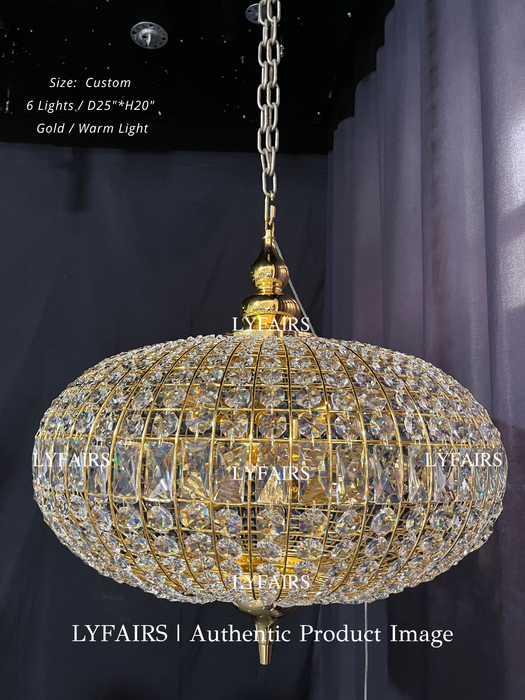 French Vintage Bead Ellipsoid Crystal Chandelier for Living Room/Bedroom