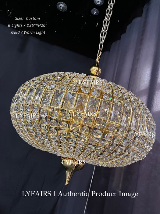French Vintage Bead Ellipsoid Crystal Chandelier for Living Room/Bedroom