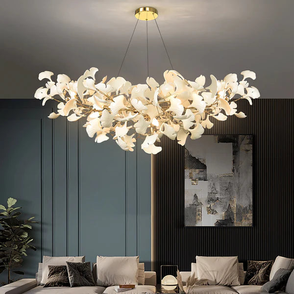 Lampadario moderno di lusso lineare in ceramica Ginkgo per sala da
