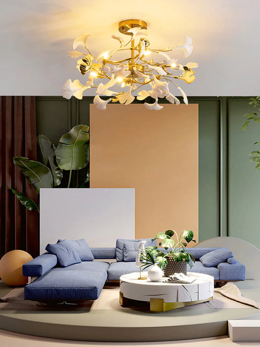Modern Ceramic Ginkgo Chandelier for Living Room/Bedroom