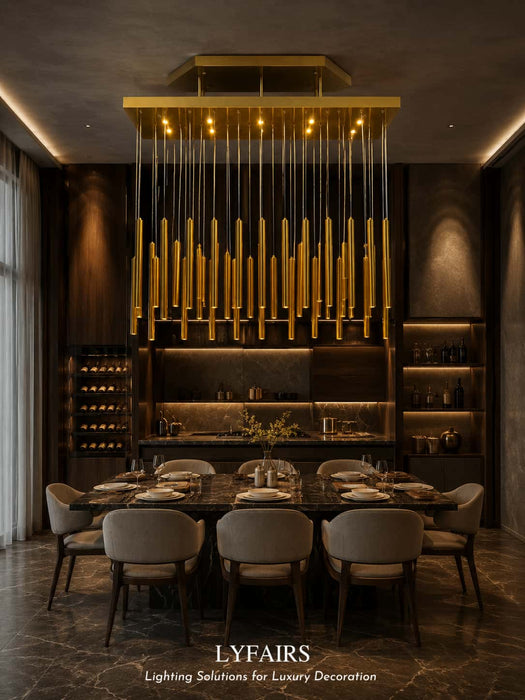 Gold Minimalism Linear Pendant Light for Dining Room