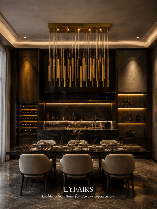 Gold Minimalism Linear Pendant Light for Dining Room