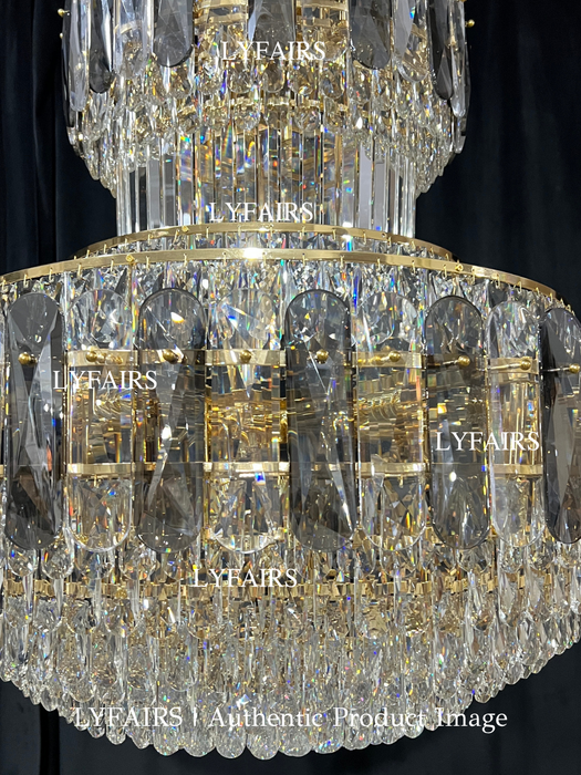 Candelabro de cristal gris ahumado y transparente Golden Era Grand Cascade para techos altos