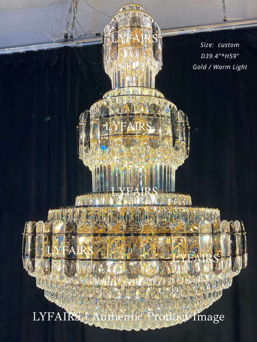 Candelabro de cristal gris ahumado y transparente Golden Era Grand Cascade para techos altos