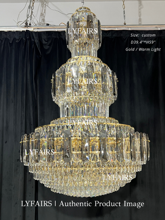 Candelabro de cristal gris ahumado y transparente Golden Era Grand Cascade para techos altos