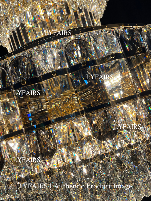 Candelabro de cristal gris ahumado y transparente Golden Era Grand Cascade para techos altos
