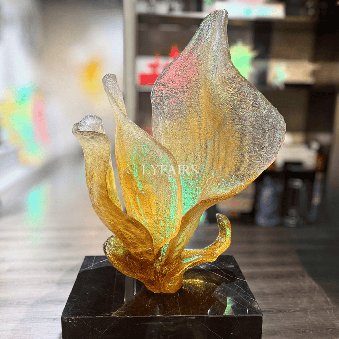 Golden Gradient Flower-Shaped Sculpture for Lobby/Entrance/Staircase