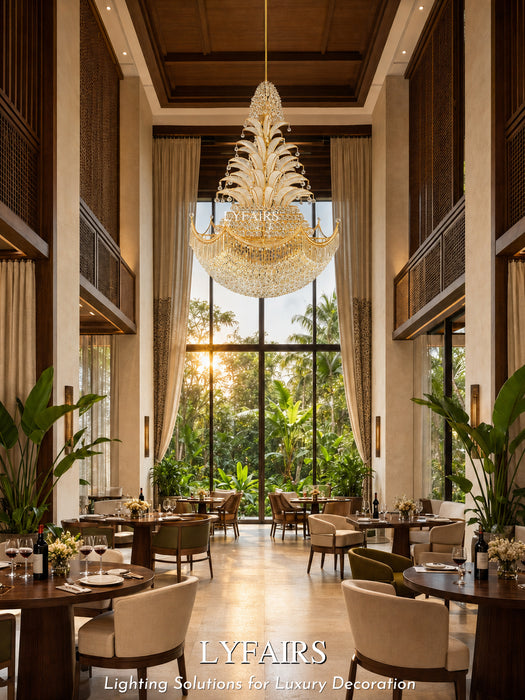 Golden Era Royal Grand Palm Tree Design Crystal Chandelier