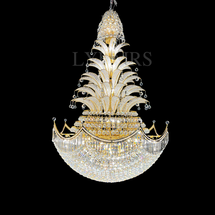Golden Era Royal Grand Palm Tree Design Crystal Chandelier