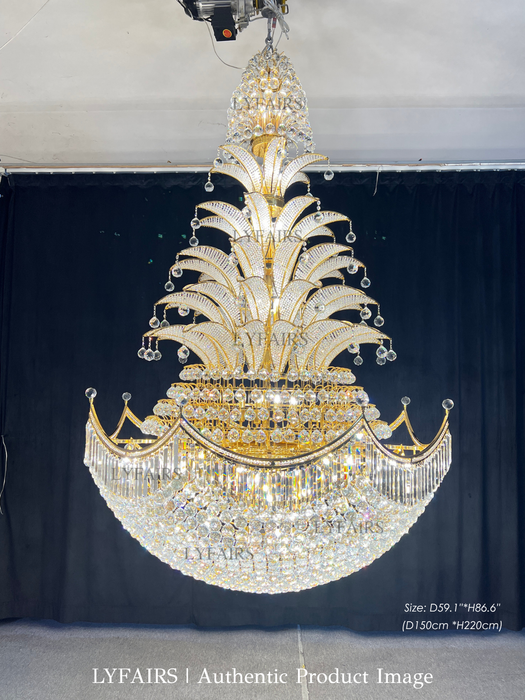 Golden Era Royal Grand Palm Tree Design Crystal Chandelier