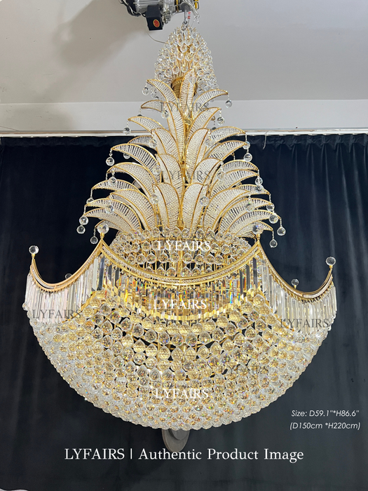 Golden Era Royal Grand Palm Tree Design Crystal Chandelier
