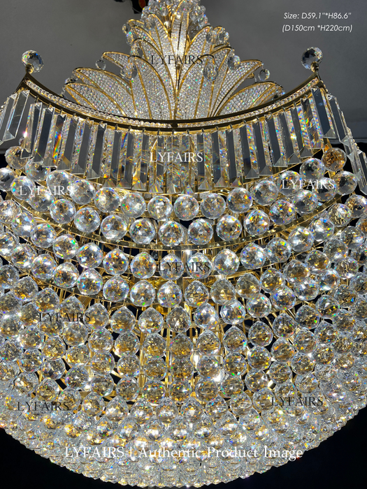 Golden Era Royal Grand Palm Tree Design Crystal Chandelier