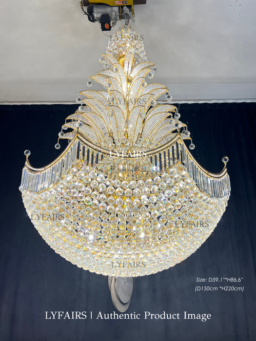 Golden Era Royal Grand Palm Tree Design Crystal Chandelier