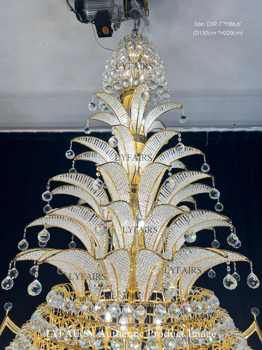 Golden Era Royal Grand Palm Tree Design Crystal Chandelier