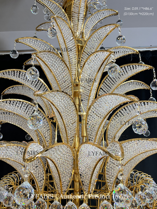 Golden Era Royal Grand Palm Tree Design Crystal Chandelier
