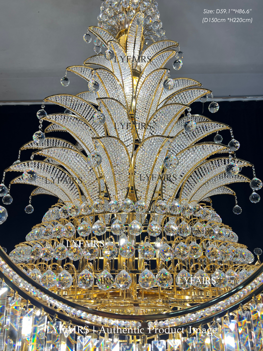 Golden Era Royal Grand Palm Tree Design Crystal Chandelier