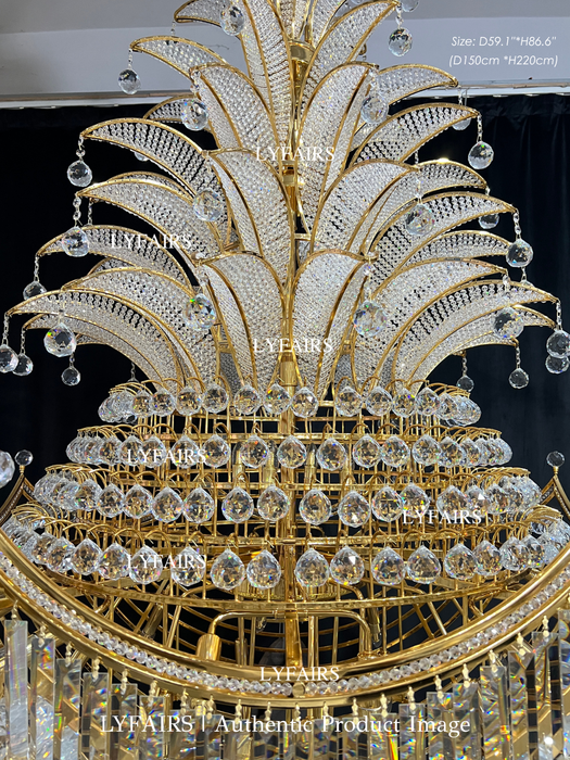 Golden Era Royal Grand Palm Tree Design Crystal Chandelier