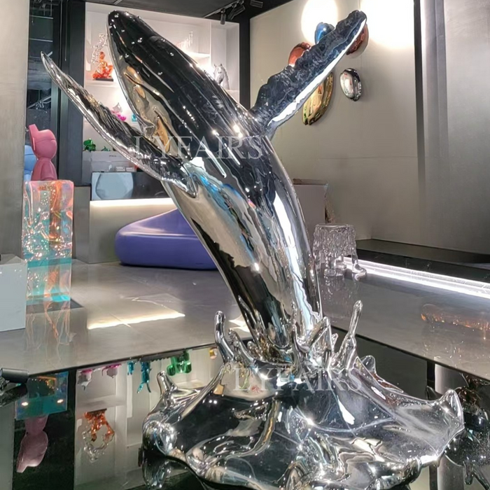 Graceful Whale Stainless Steel Sculpture