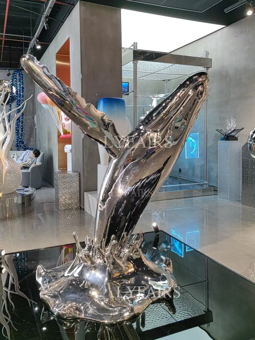 Graceful Whale Stainless Steel Sculpture