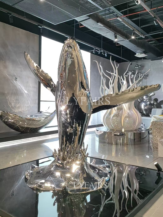 Graceful Whale Stainless Steel Sculpture