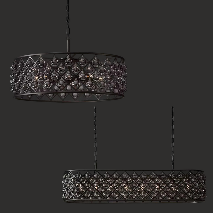 Lampadario di cristallo postmoderno con goccia di pioggia rettangolare/lampada rotonda per soggiorno/tavolo da pranzo