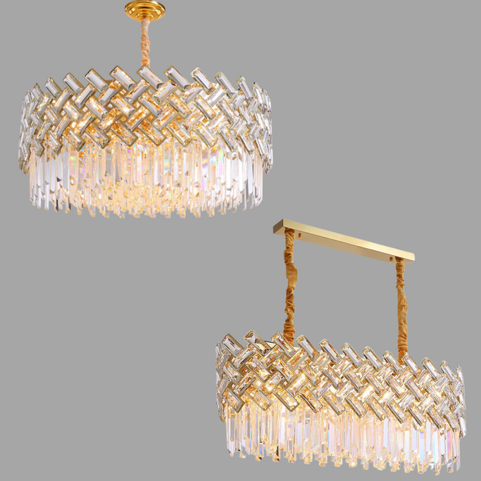 Lámpara de araña de cristal con valla de lujo, luz posmoderna, adecuada para sala de estar/comedor