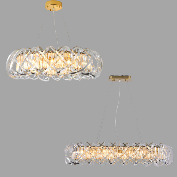 2023 New Art Light Lampadario di cristallo trasparente di lusso a conchiglia incrociata per sala da pranzo/soggiorno