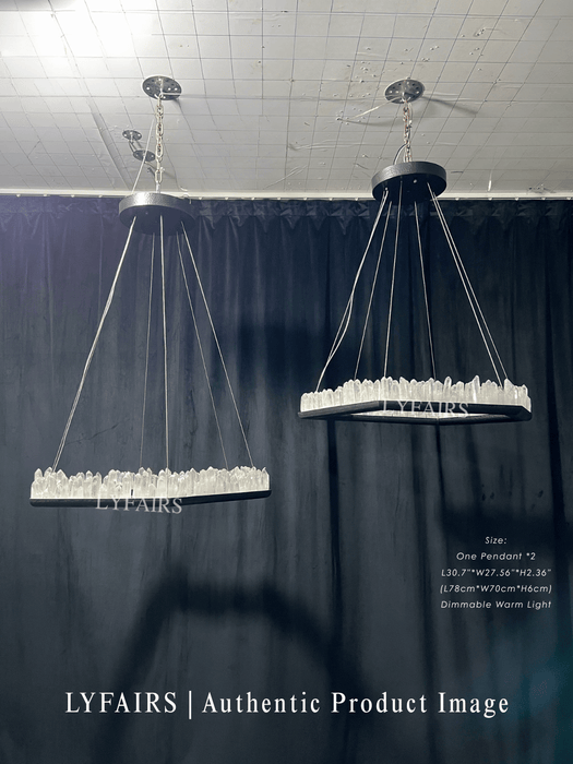 Hand Hammered Brass Natural Crystal Chandelier for High-ceiling/Low-ceiling