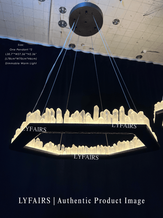 Hand Hammered Brass Natural Crystal Chandelier for High-ceiling/Low-ceiling