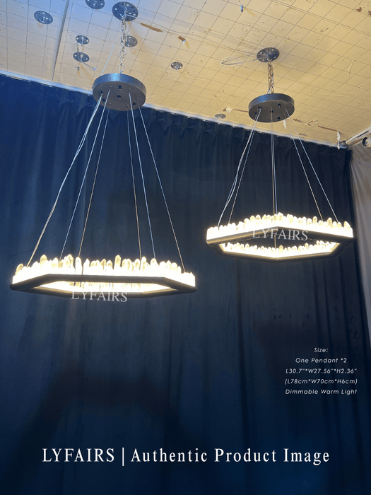 Hand Hammered Brass Natural Crystal Chandelier for High-ceiling/Low-ceiling