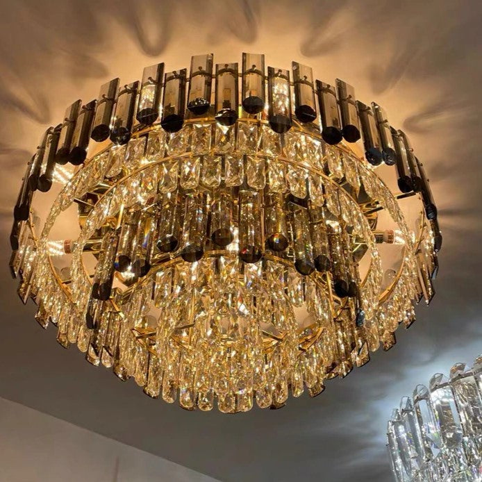 Flush Mounted Ceiling Crystal Chandelier