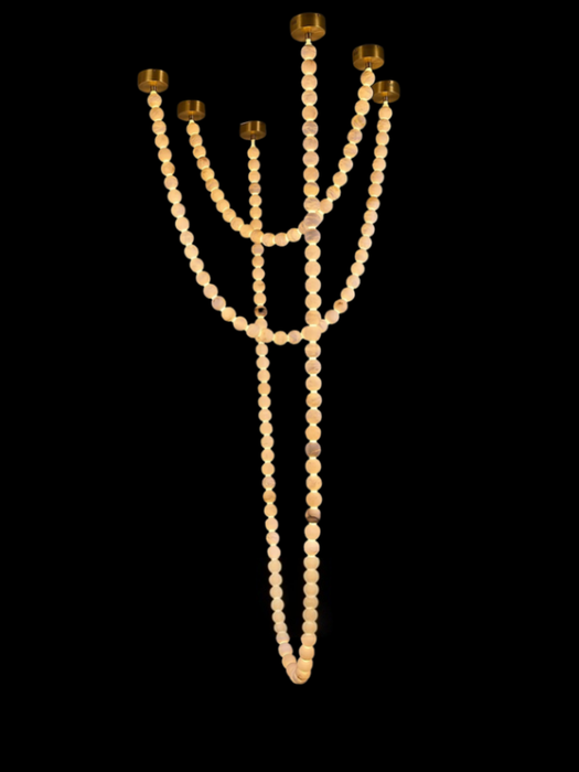 Modern Alabaster Pearl-Chain Pendant Light