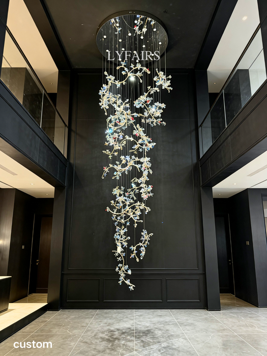 Luxury Elegant Crystal Blossom Branch Chandelier for Staircase/Villa/Lobby/Foyer
