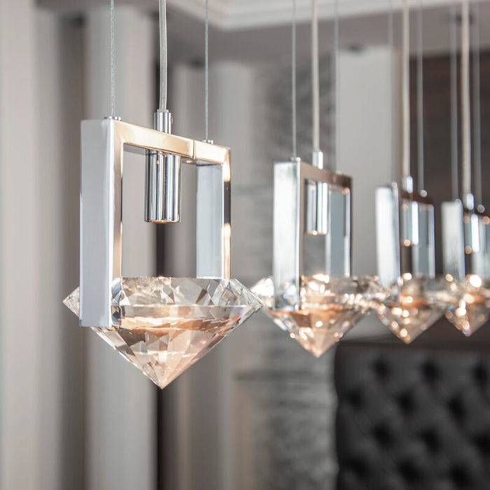 Lampadario di cristallo di lusso a forma di diamante per sala da pranzo/soggiorno/isola cucina