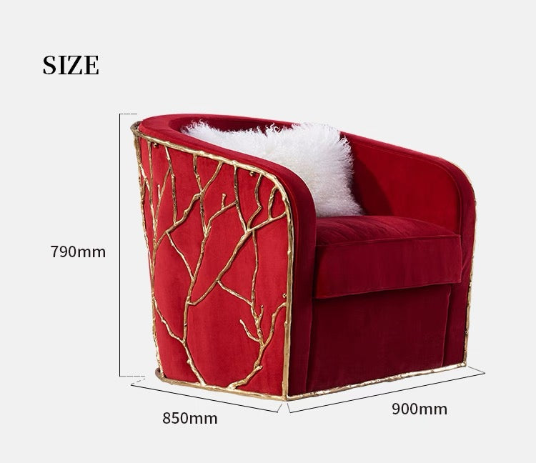 Luxury Crafted Brass Branches Sofa Chair for Villa Living Room