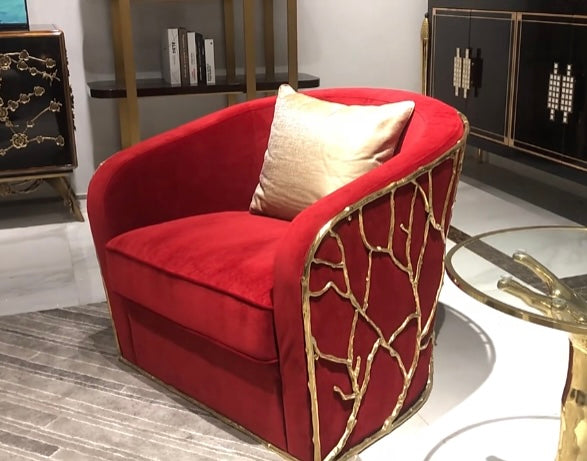Sofá de ramas de latón artesanal de lujo para sala de estar de villa