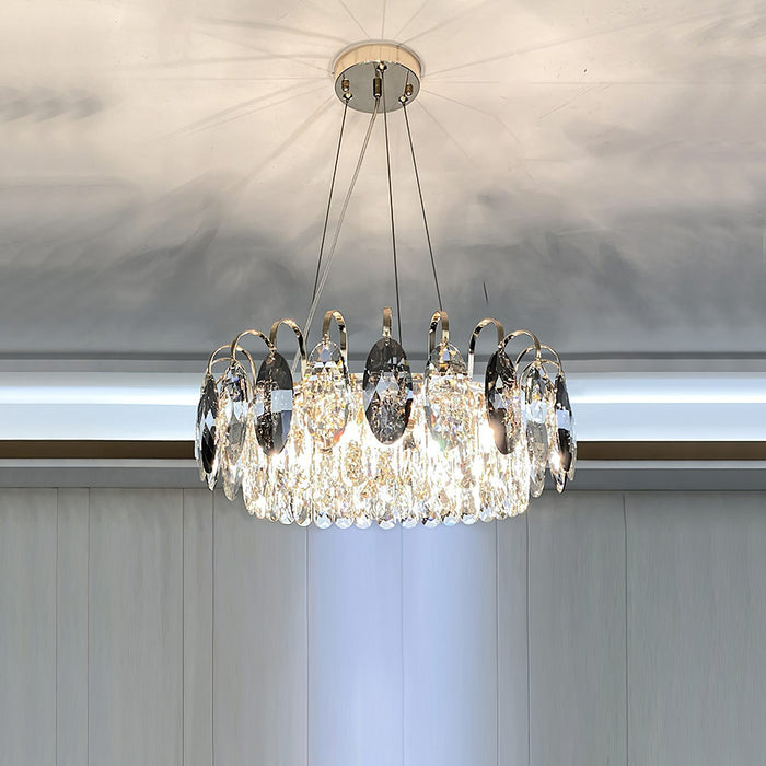 Lujosa lámpara de araña de cristal K9 con acabado en latón/plata | Lámparas de techo modernas