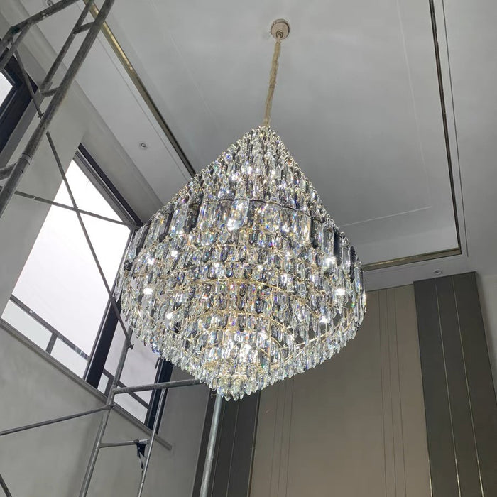 Lámpara de escalera/vestíbulo con cristales de alta claridad, luz de techo de lujo