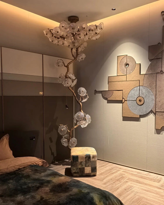 Flush Mount Mushroom Glass Chandelier for High Ceiling